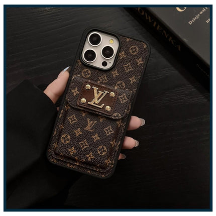 Premium Card Wallet Phone Case with Gold Hardware – Designer Inspired