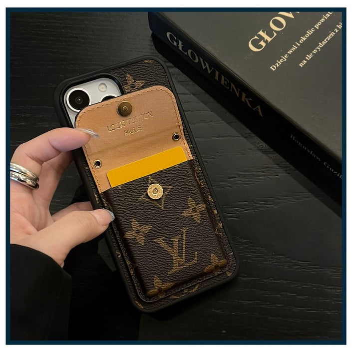 Premium Card Wallet Phone Case with Gold Hardware – Designer Inspired