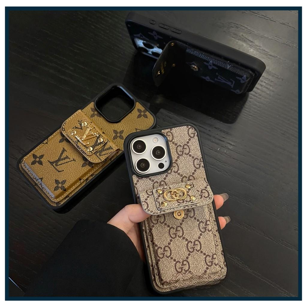 Premium Card Wallet Phone Case with Gold Hardware – Designer Inspired