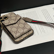 Stylish LV Print Multifunctional iPhone Crossbody Case - with Chain Strap, Stand & Card Slots