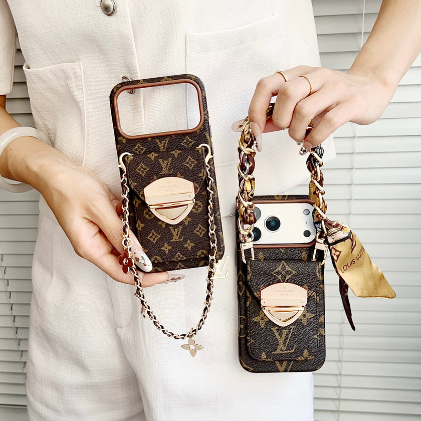 Stylish LV Print Multifunctional iPhone Crossbody Case