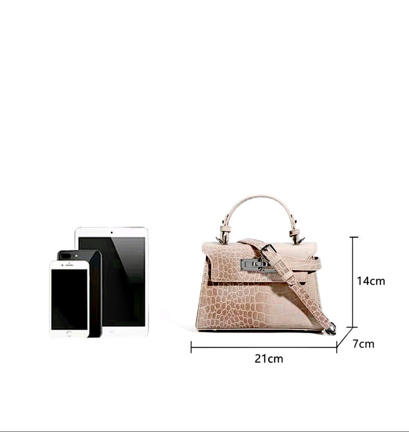 Crocodile-Print Light Luxury Kelly Bag