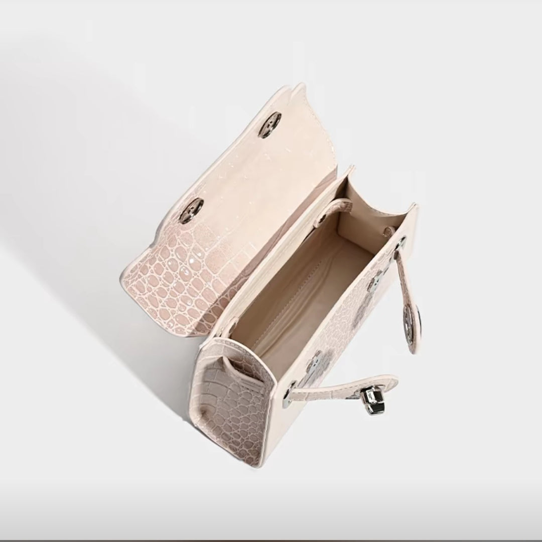 Crocodile-Print Light Luxury Kelly Bag