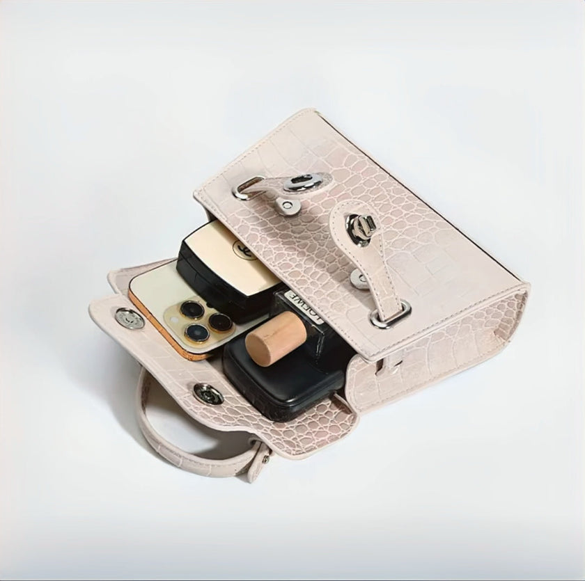 Crocodile-Print Light Luxury Kelly Bag