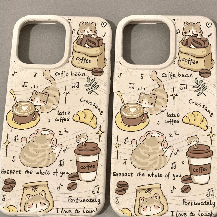Coffee Cat Fun Life Illustration phone case