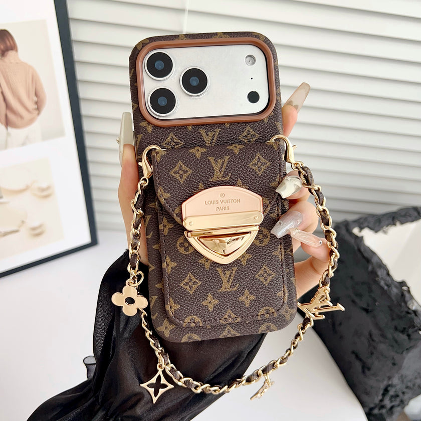 Stylish LV Print Multifunctional iPhone Crossbody Case