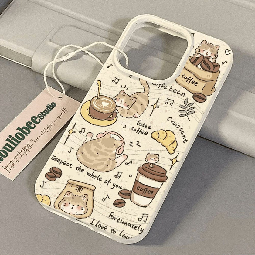Coffee Cat Fun Life Illustration phone case