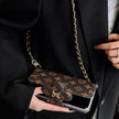 Stylish LV Print Multifunctional iPhone Crossbody Case - with Chain Strap, Stand & Card Slots