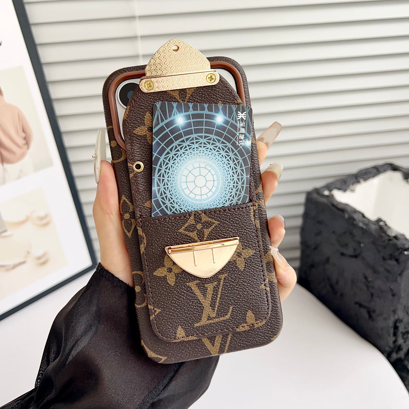 Stylish LV Print Multifunctional iPhone Crossbody Case