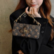 Stylish LV Print Multifunctional iPhone Crossbody Case - with Chain Strap, Stand & Card Slots