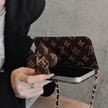 Stylish LV Print Multifunctional iPhone Crossbody Case - with Chain Strap, Stand & Card Slots