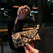 Leopard Wallet Crossbody Phone Case with Detachable Handle & Snake Charm