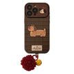 Vintage plaid for iPhone 16 mobile phone case iphone15 Christmas puppy 14promax leather 17 plush rope