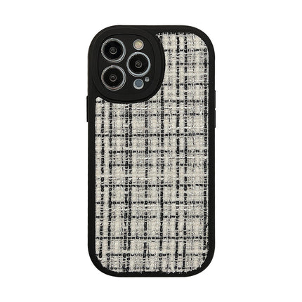 Xiaoxiangfeng iphone16 is suitable for 17pro max iPhone case 11 women's 12 simple 15 black and white grid 8 flannel
