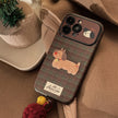 Vintage plaid for iPhone 16 mobile phone case iphone15 Christmas puppy 14promax leather 17 plush rope