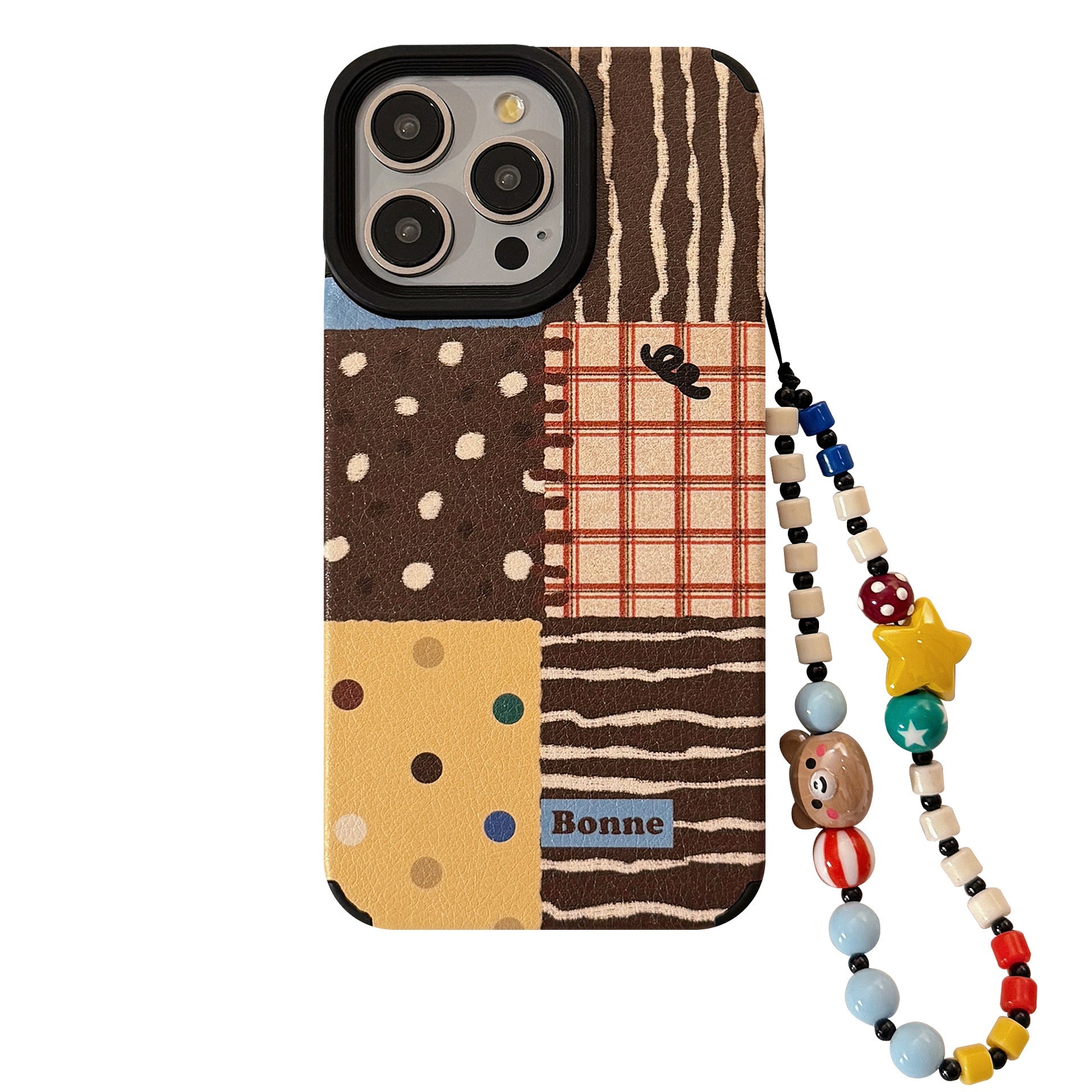 Retro ins polka dot splicing for iphone16 apple 17 mobile phone case 15pro max leather 14 lanyard 13