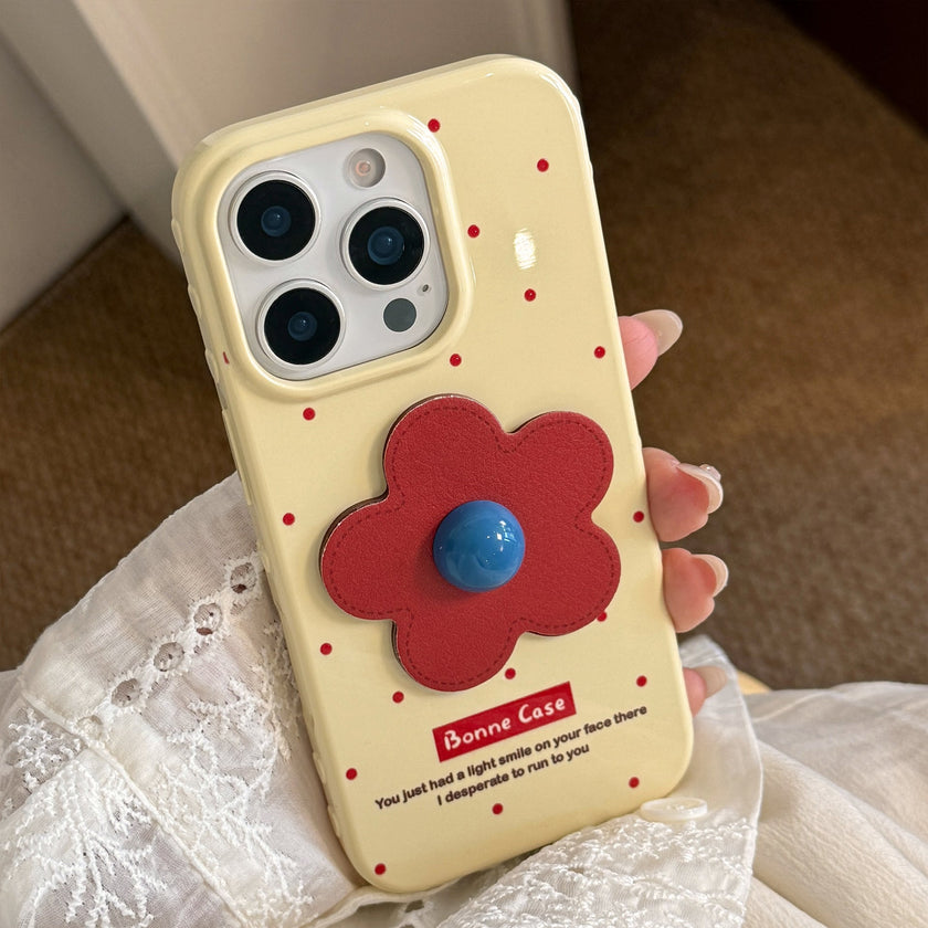 Red flower apple 16 mobile phone case iphone17promax for 12 leather pattern three-dimensional 14 retro 13 anti-drop