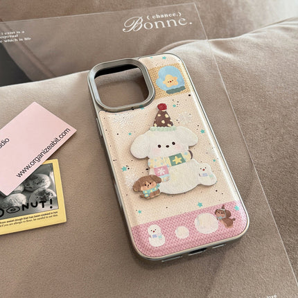 ins sweet girl puppy apple 16 mobile phone case 17pro max cortical three-dimensional application iPhone15 anti-drop 14 hard