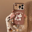 Brown three-dimensional West Highland suitable for Apple 15promax mobile phone case iphone16 leather cartoon 17 lanyard 14