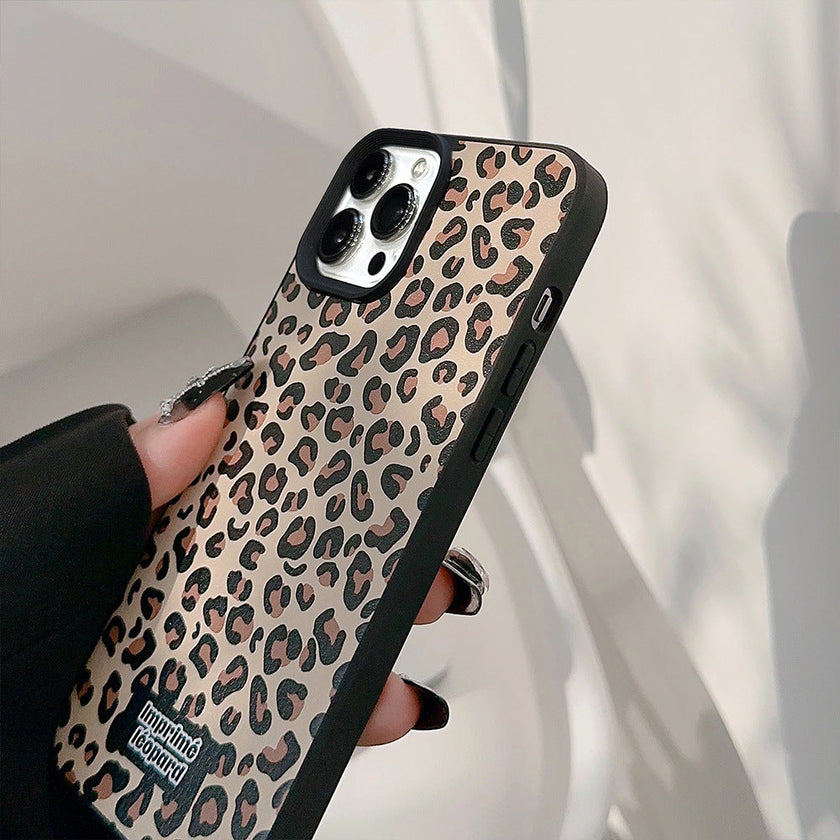 Maillard leopard print iPhone case iPhone16 autumn and winter 17 for 14 leather print 15promax autumn and winter personality