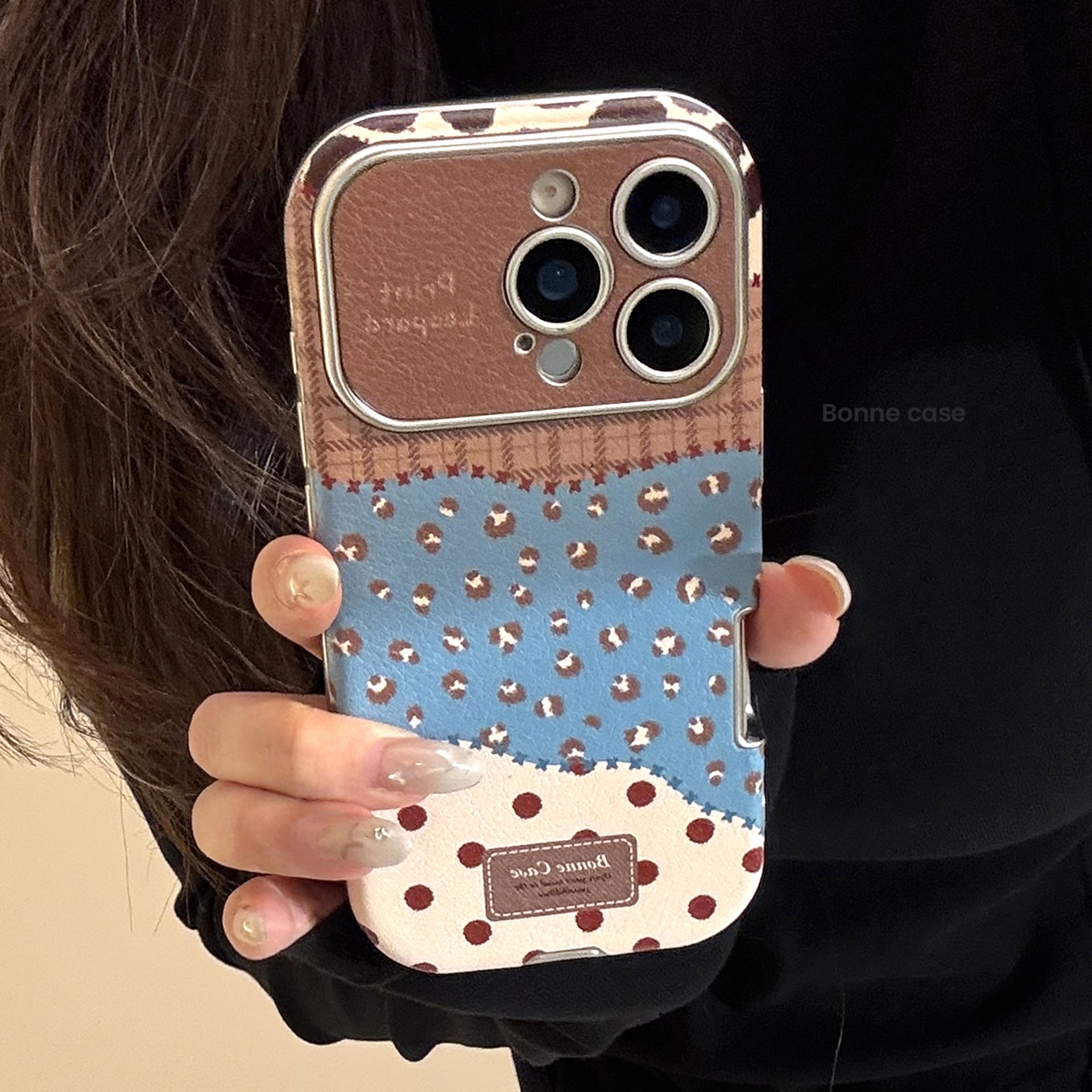 Retro leopard print splicing leather for iphone17 Apple 16promax mobile phone case 15 anti-drop 17 advanced 12