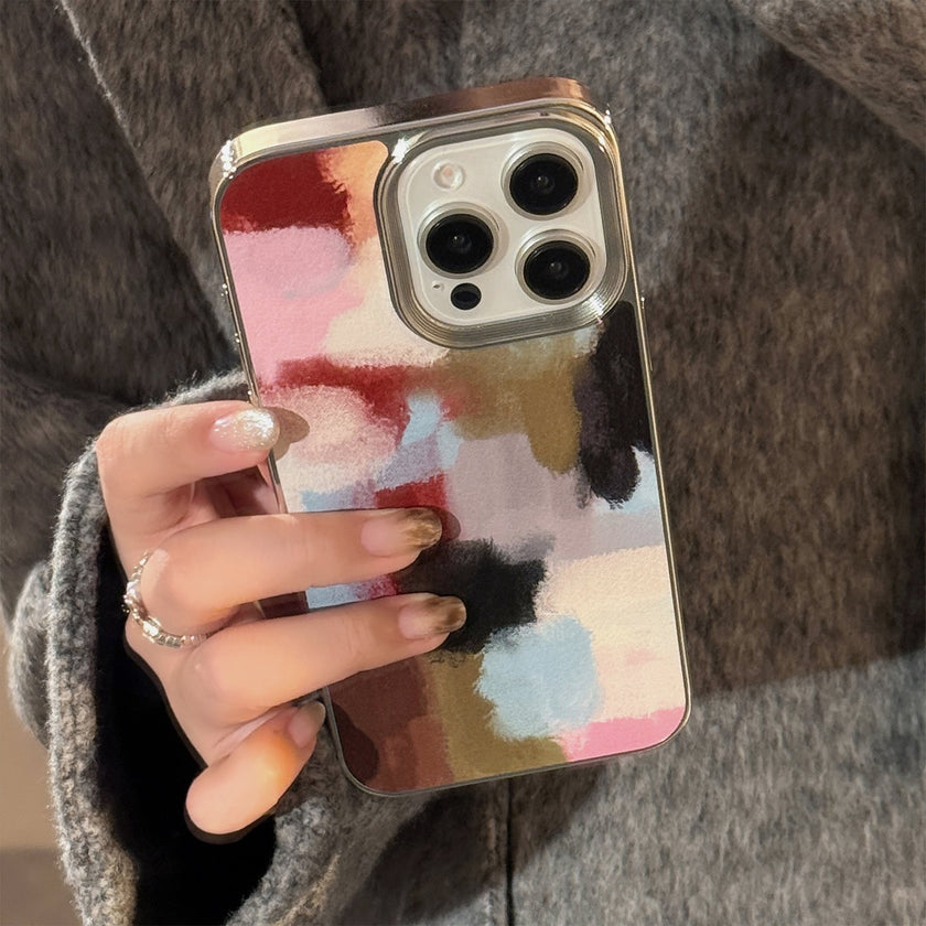 Art Contrast Color Splicing Apple 16 Mobile Phone Case 17promax Leather 15 Suitable for iPhone13 Electroplating 14 Advanced