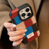 Personalized retro plaid splicing for iphone16promax iPhone 17 case 15 premium 14 leather 13