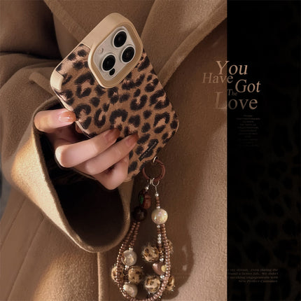 European and American leopard print plush rope for iphone16 iPhone case 15promax suede 14 retro 17 soft