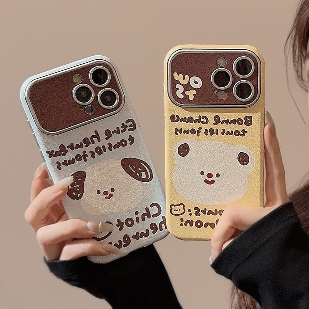 Leather cartoon animal suitable for 16 apple 15promax mobile phone case iphone14 couple 17 all-inclusive 13 Korean