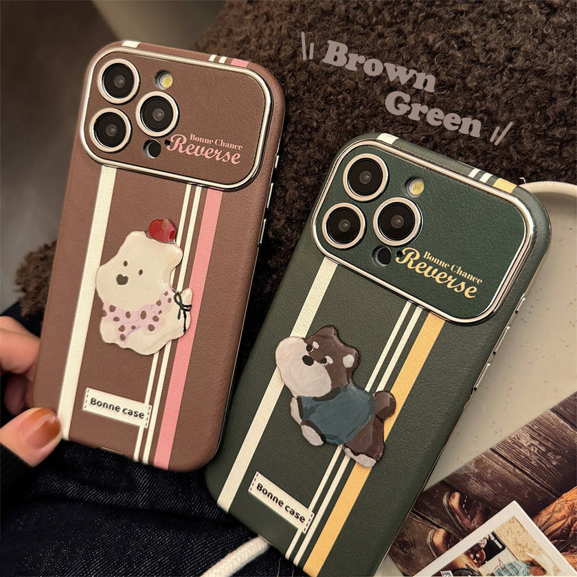 American stripes are suitable for Apple 15promax mobile phone case iphone16 cartoon bracket 17 all-inclusive 13 generation 14.