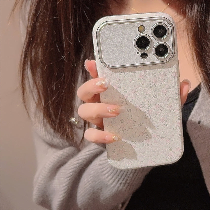 Sweet small floral application Apple 16 mobile phone case 15promax silver 17 leather iphone14 small fresh 12