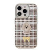 Plaid embroidery puppy apple 16 mobile phone case 17promax for iPhone15 retro leather 11 anti-drop 14