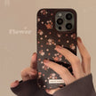 Warm brown gentle small floral iPhone16 mobile phone case Apple 17Pro leather 16 suitable for 13 autumn and winter max retro