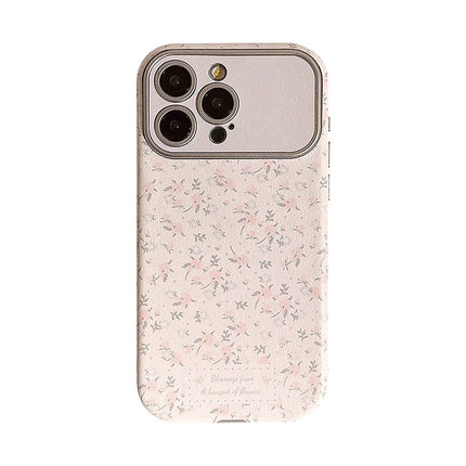 Sweet small floral application Apple 16 mobile phone case 15promax silver 17 leather iphone14 small fresh 12