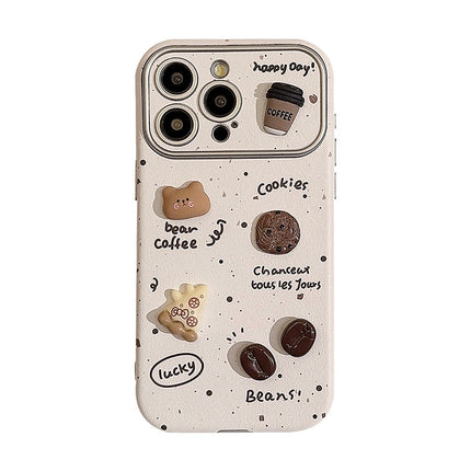 Ink splashing three-dimensional coffee bear is suitable for Apple 16ProMax mobile phone case iphone15 leather 17 generation 11 cute
