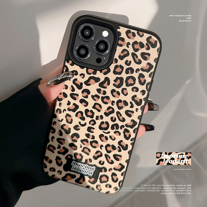 Maillard leopard print iPhone case iPhone16 autumn and winter 17 for 14 leather print 15promax autumn and winter personality