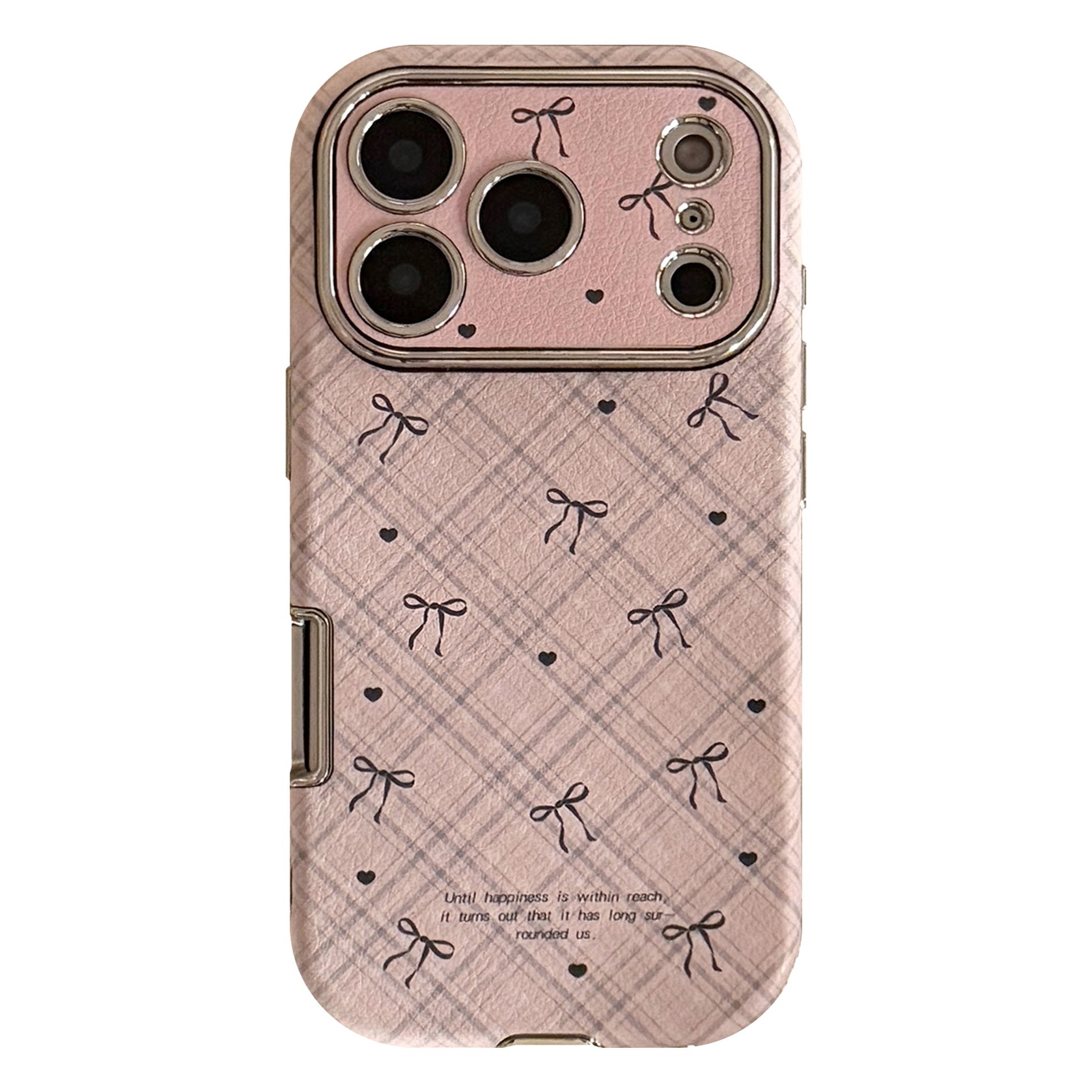 Applicable to Apple 17promax mobile phone case iphone16 leather plaid bow 15 retro 13 soft 12 all-inclusive