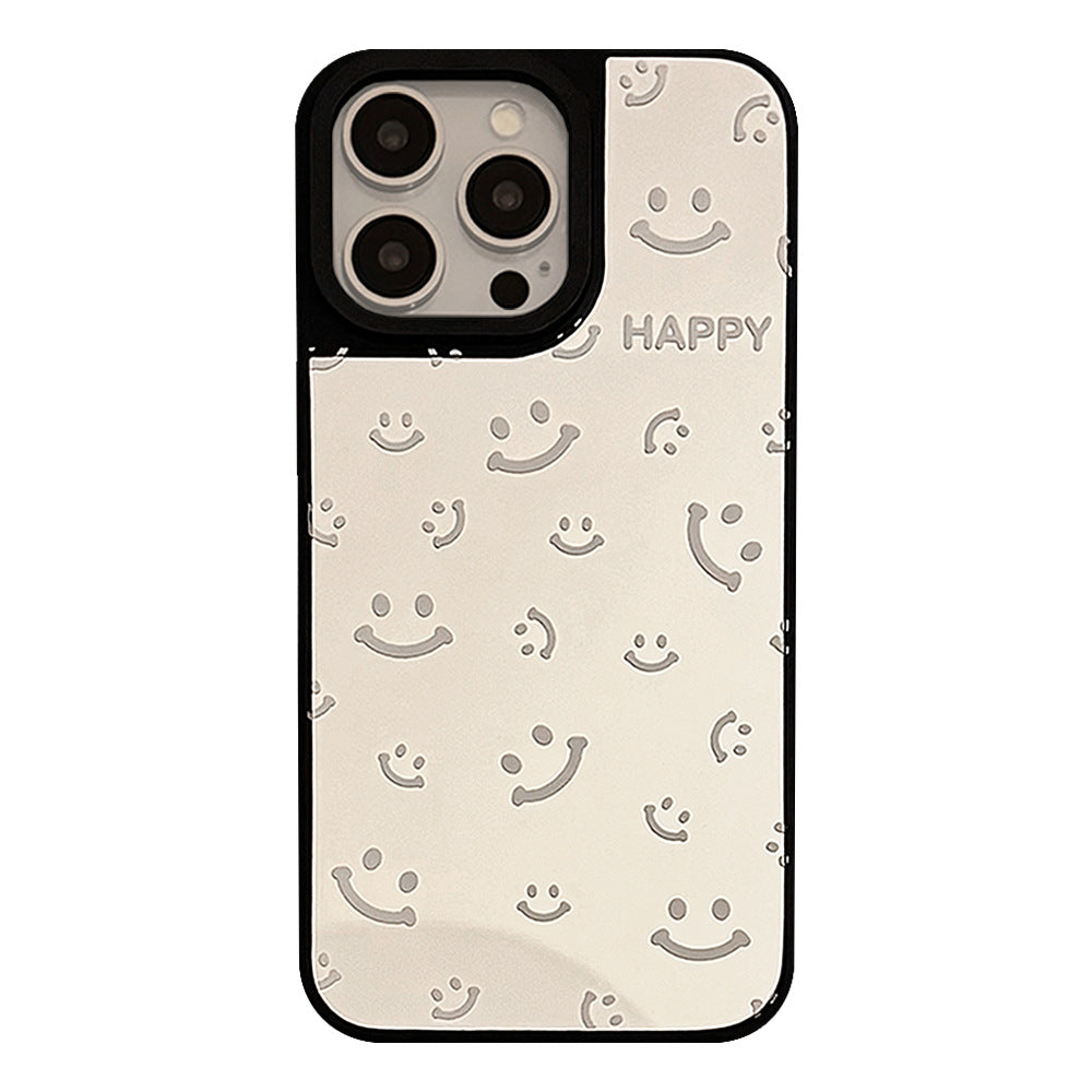 Applicable to Apple 16Pro mobile phone case max mirror smile full screen iphone15 minimalist 13 anti-drop 17 niche hard
