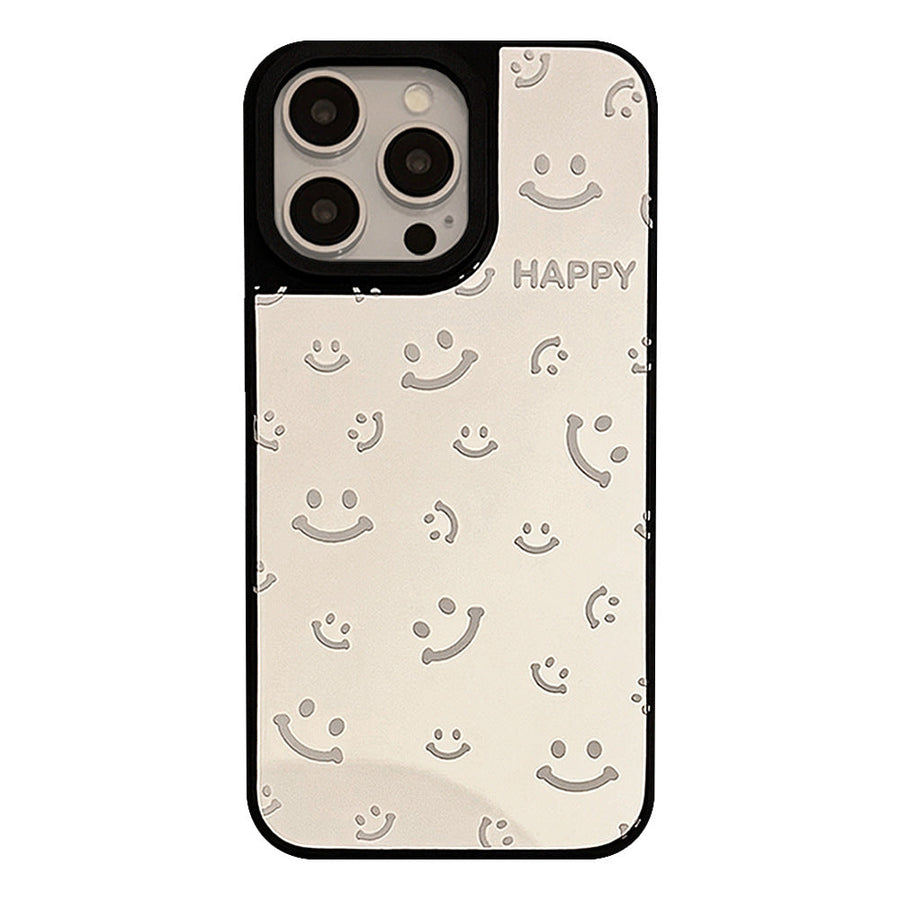 Applicable to Apple 16Pro mobile phone case max mirror smile full screen iphone15 minimalist 13 anti-drop 17 niche hard