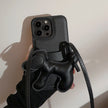 Black DIY puppy oblique span card bag for iPhone 16 mobile phone case iPhone17Pro max Internet celebrity 13 leather 15
