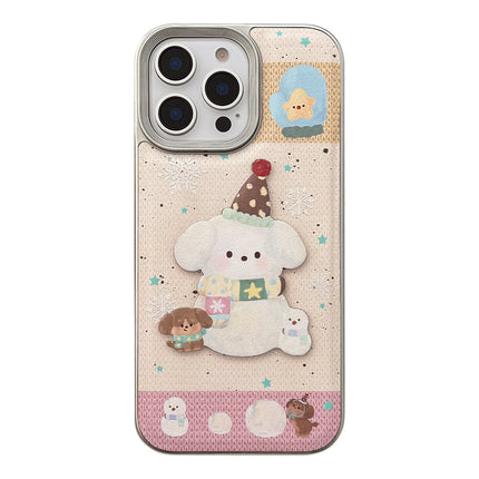 ins sweet girl puppy apple 16 mobile phone case 17pro max cortical three-dimensional application iPhone15 anti-drop 14 hard