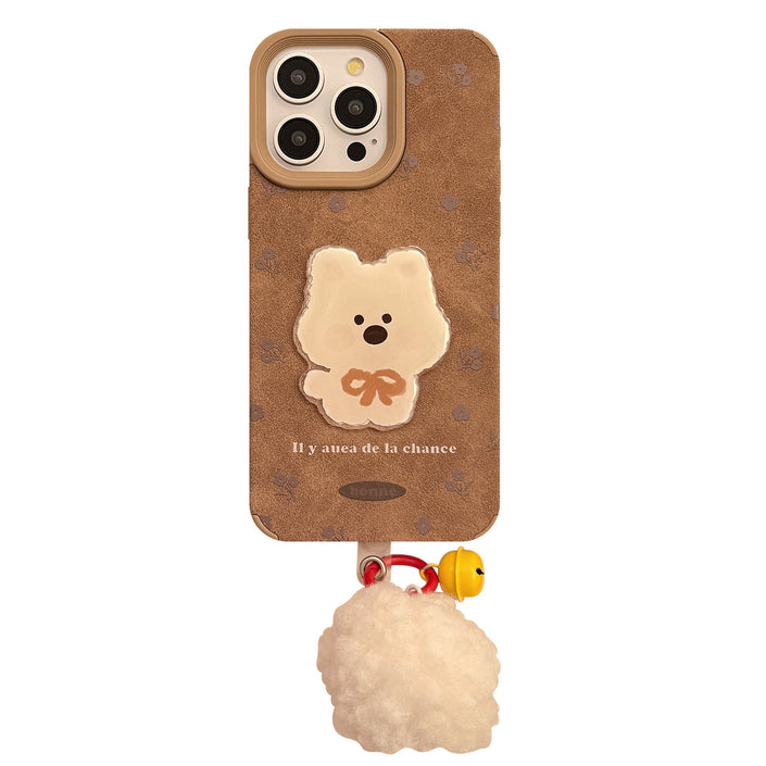 Cortical three-dimensional puppy patch for iphone16 iPhone case 17promax retro 15 pom-pom 13
