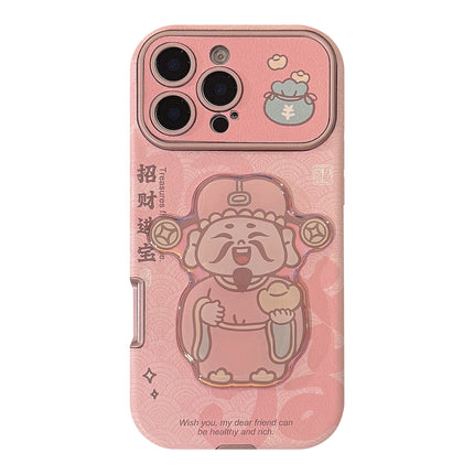Pink God of Wealth gift for iphone16 iPhone case 14promax cortex 15 three-dimensional 17 New Year