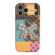 Applicable to iphone16 iPhone case 17promax color plaid splicing 15 three-dimensional bow 13 leather
