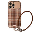 Brown plaid for iphone16promax mobile phone case Apple 15/14 anti-drop 13 lanyard 16 advanced 17