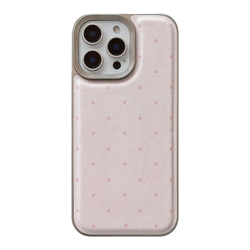 Korean simple polka dot Apple 16 mobile phone case 17promax leather 15 for iPhone13 personality 14 couples