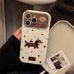 ins dachshund leather for iphone16pro max mobile phone case 15 apple 17 retro hand strap 14 soft cover