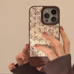 Ins Sketch Flower iPhone 16 Case 17Pro Max Leather 15 For iPhone13 Retro 11 Hard Case