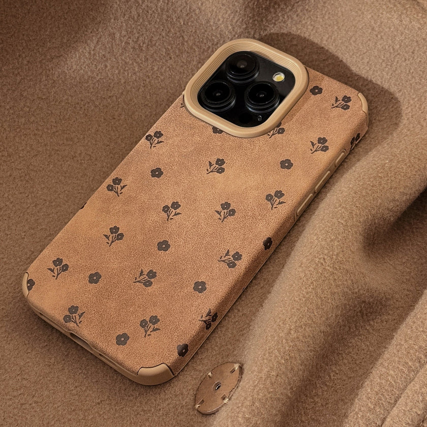 ins suede French small floral application iphone16 iPhone case 17pro max simple 14 retro 13