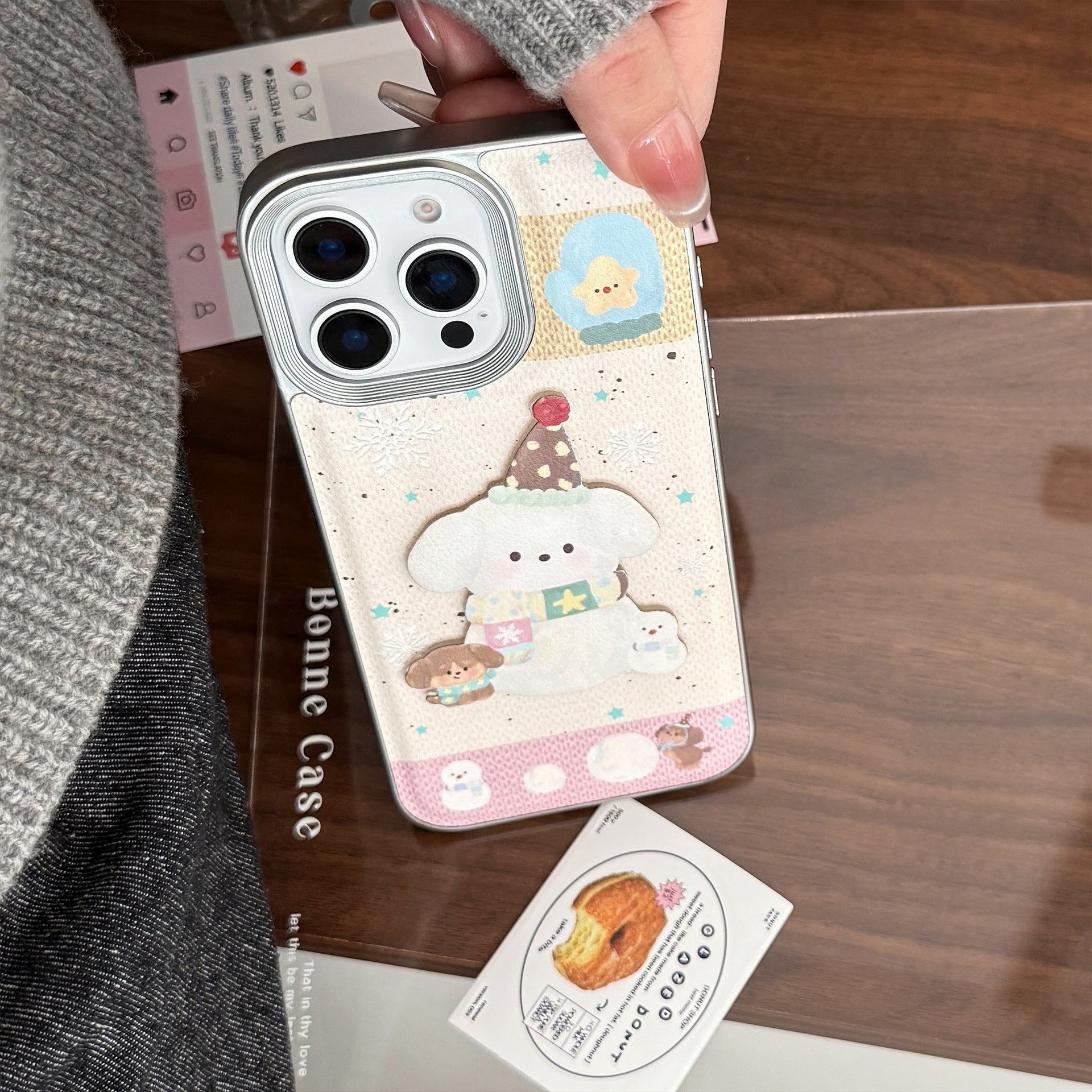ins sweet girl puppy apple 16 mobile phone case 17pro max cortical three-dimensional application iPhone15 anti-drop 14 hard